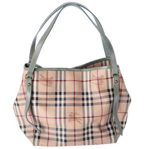 Burberry Check Canterbury Shoulder Bag Coated Canvas Green