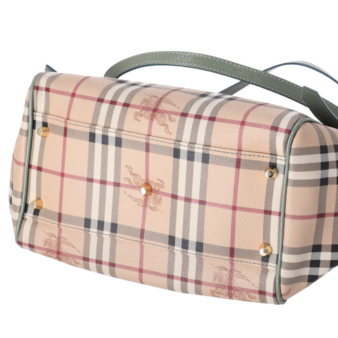 Burberry Check Canterbury Shoulder Bag Coated Canvas Green