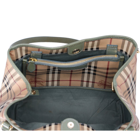 Burberry Check Canterbury Shoulder Bag Coated Canvas Green