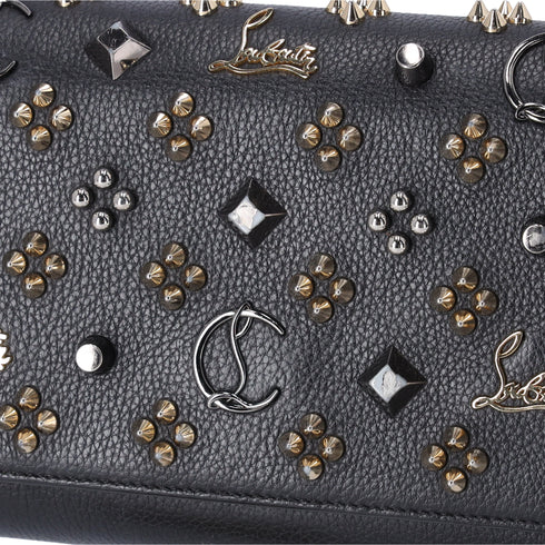 Christian Louboutin Paloma Clutch Crossbody Bag Black Studded Leather