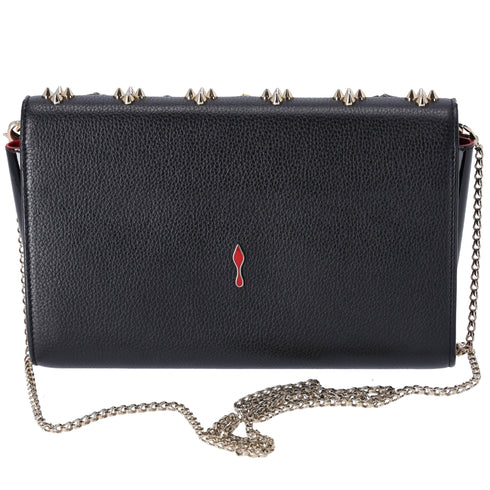 Christian Louboutin Paloma Clutch Crossbody Bag Black Studded Leather