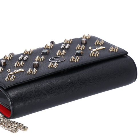 Christian Louboutin Paloma Clutch Crossbody Bag Black Studded Leather