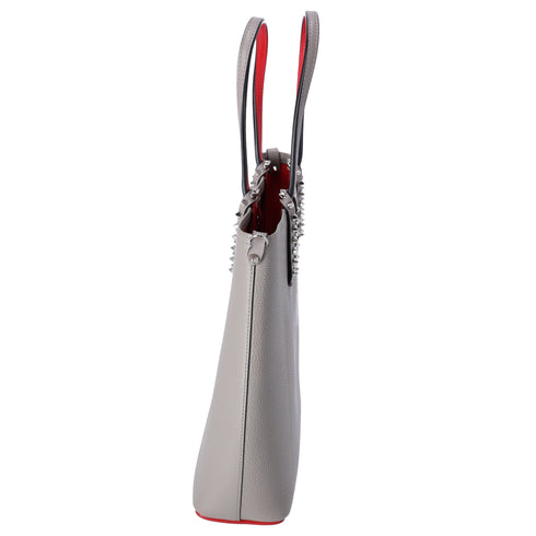 Christian Louboutin Cabata North South Tote Bag Gray Red Leather