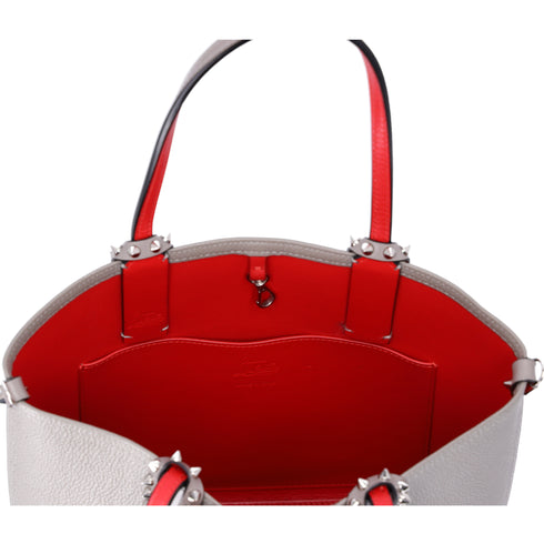 Christian Louboutin Cabata North South Tote Bag Gray Red Leather