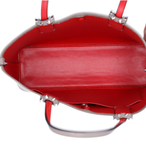 Christian Louboutin Cabata North South Tote Bag Gray Red Leather