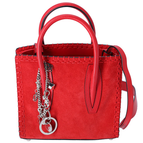Christian Louboutin Paloma Mini Handbag Red Suede Leather w/ Bag Charm