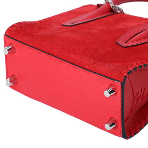 Christian Louboutin Paloma Mini Handbag Red Suede Leather w/ Bag Charm