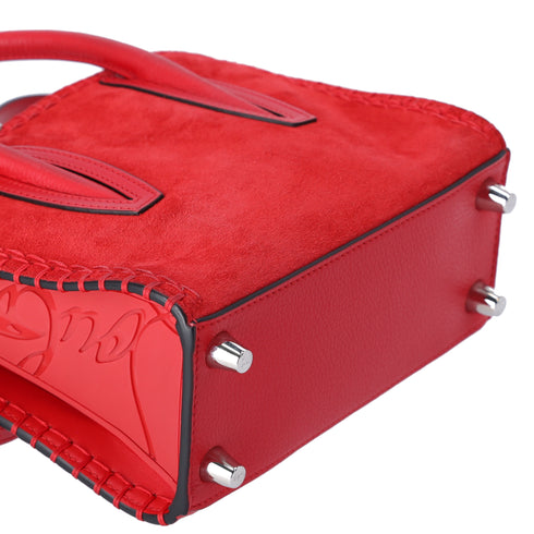 Christian Louboutin Paloma Mini Handbag Red Suede Leather w/ Bag Charm