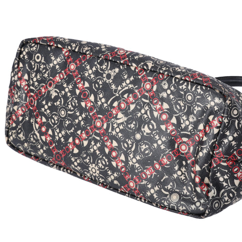 CHANEL Coco Travel Large Tote Bag Black Cream Red PVC Leather