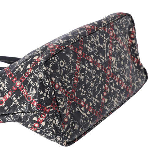 CHANEL Coco Travel Large Tote Bag Black Cream Red PVC Leather