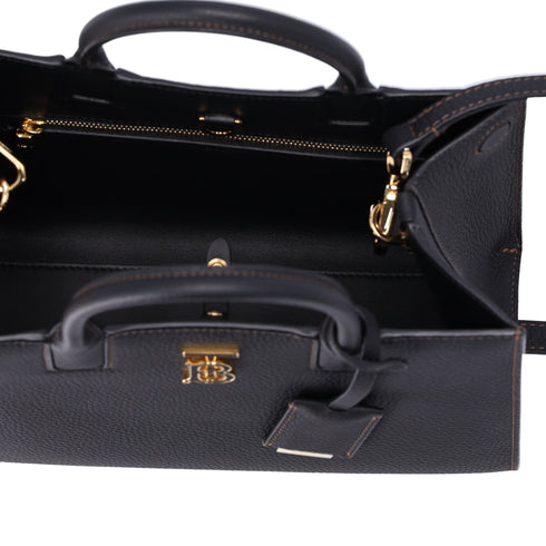 BURBERRY Mini Francis Bag Tote Bag 8049044 Black Pebbled Leather