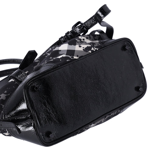 Burberry Nylon Beat Check Floral Florence Tote Black Gray