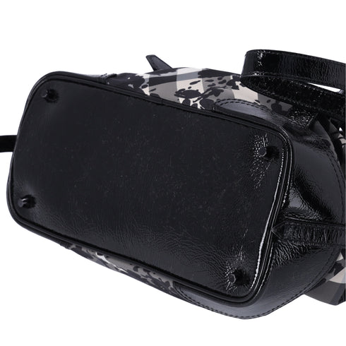 Burberry Nylon Beat Check Floral Florence Tote Black Gray