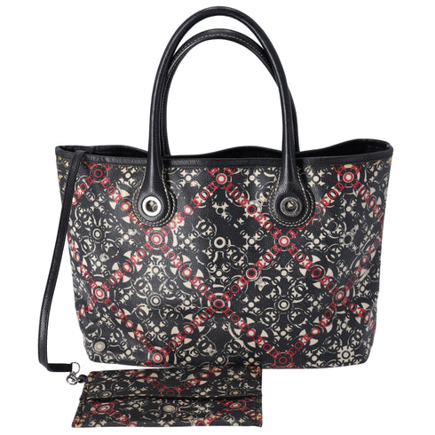 CHANEL Coco Travel Tote Bag Black Cream Red PVC Leather