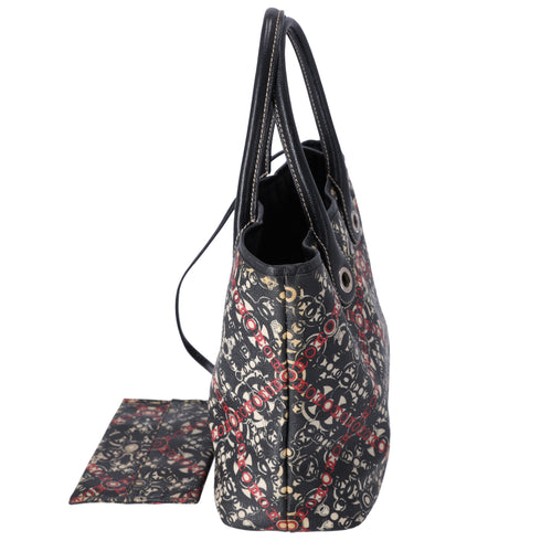 CHANEL Coco Travel Tote Bag Black Cream Red PVC Leather