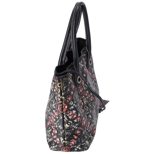 CHANEL Coco Travel Tote Bag Black Cream Red PVC Leather