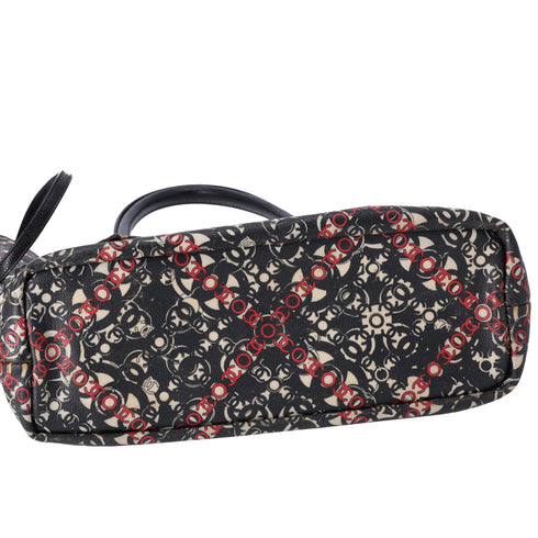 CHANEL Coco Travel Tote Bag Black Cream Red PVC Leather