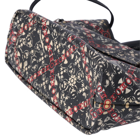 CHANEL Coco Travel Tote Bag Black Cream Red PVC Leather