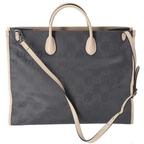 GUCCI Off The Grid Tote Bag 630353 Gray Nylon Jacquard Leather