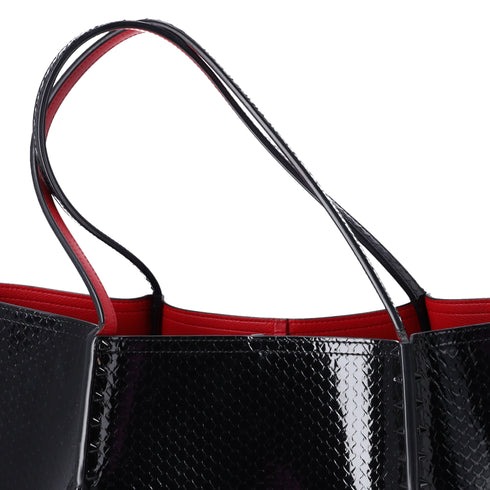 Christian Louboutin Hippolock Large Tote Bag Black Red Patent Leather
