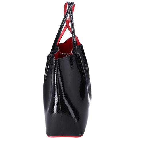 Christian Louboutin Hippolock Large Tote Bag Black Red Patent Leather
