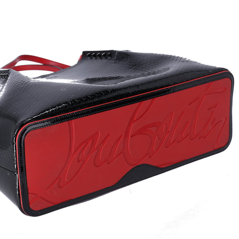 Christian Louboutin Hippolock Large Tote Bag Black Red Patent Leather