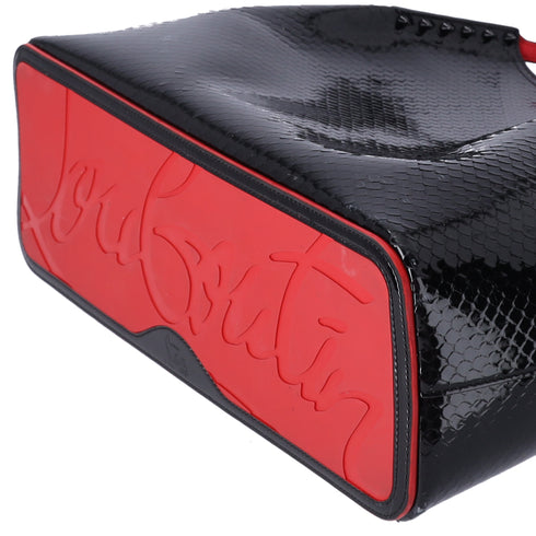 Christian Louboutin Hippolock Large Tote Bag Black Red Patent Leather