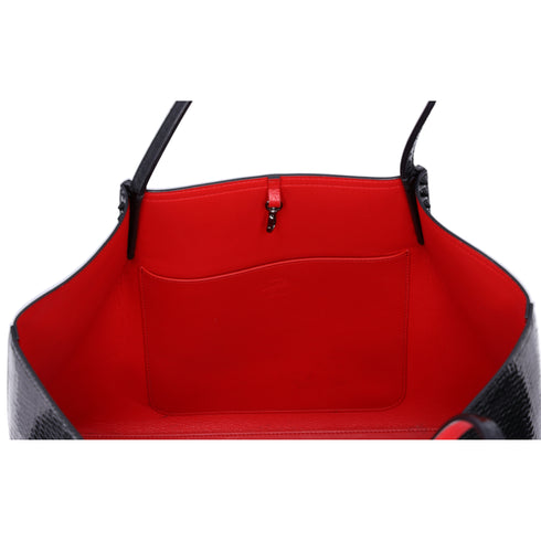Christian Louboutin Hippolock Large Tote Bag Black Red Patent Leather