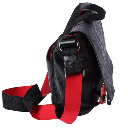 Christian Louboutin Rubyclick Messenger Shoulder Bag Black Red Leather