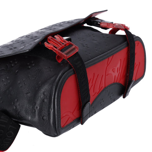 Christian Louboutin Rubyclick Messenger Shoulder Bag Black Red Leather
