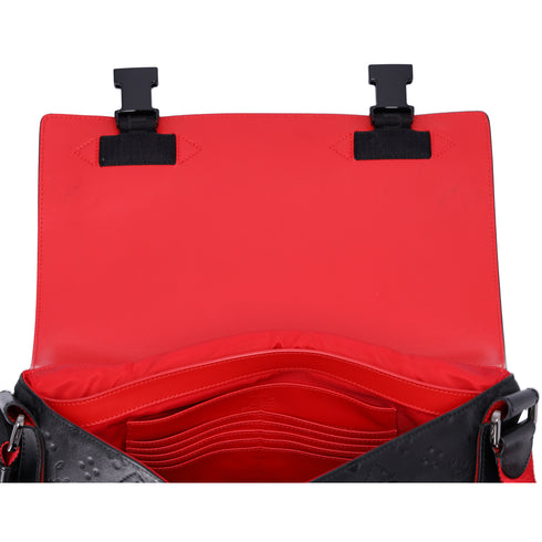 Christian Louboutin Rubyclick Messenger Shoulder Bag Black Red Leather