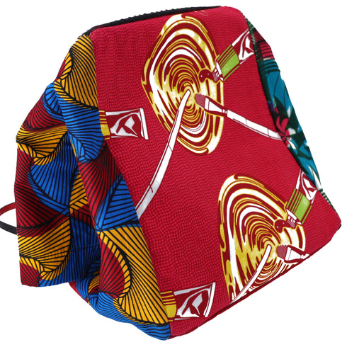 Christian Louboutin Africaba Tote Bag Black Red Multi Jacquard Cotton Leather