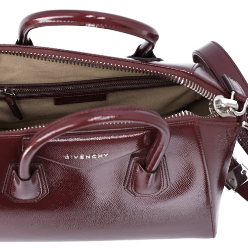 GIVENCHY Antigona Small Handbag Oxblood Patent Leather