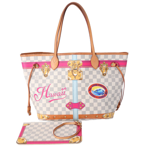 Louis Vuitton Neverfull MM Summer Trunk Hawaii Tote Bag N41734 Damier Azur