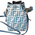FENDI Mini Mon Tresor Zucca FF Shoulder Bag 8BS010 Cream Blue Leather