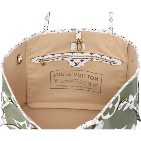 Louis Vuitton Neverfull MM Giant Monogram Tote Bag M44568 Khaki Green Canvas