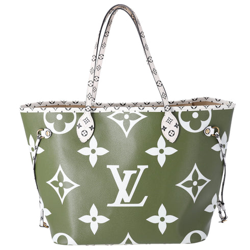 Louis Vuitton Neverfull MM Giant Monogram Tote Bag M44568 Khaki Green Canvas