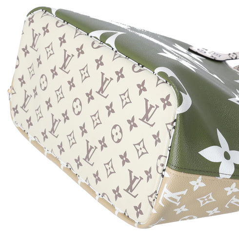 Louis Vuitton Neverfull MM Giant Monogram Tote Bag M44568 Khaki Green Canvas