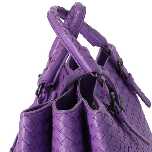 BOTTEGA VENETA Capri Satchel Handbag Purple Leather