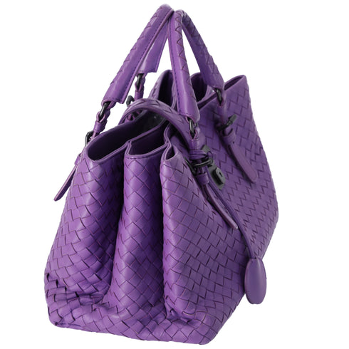 BOTTEGA VENETA Capri Satchel Handbag Purple Leather
