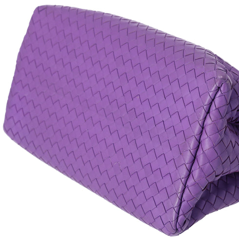 BOTTEGA VENETA Capri Satchel Handbag Purple Leather