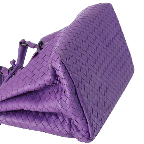 BOTTEGA VENETA Capri Satchel Handbag Purple Leather