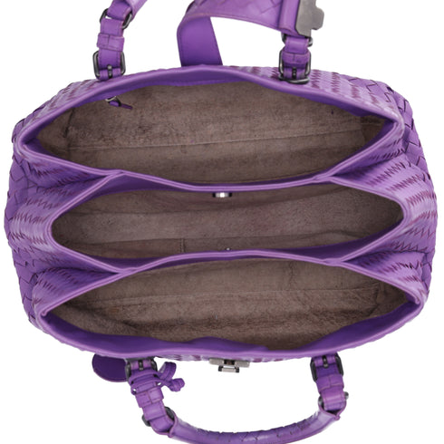 BOTTEGA VENETA Capri Satchel Handbag Purple Leather