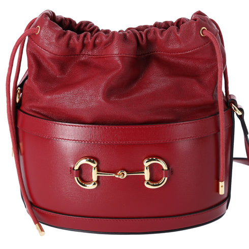 GUCCI Horsebit 1955 Bucket Bag Shoulder Bag 602118 Bordeaux Leather