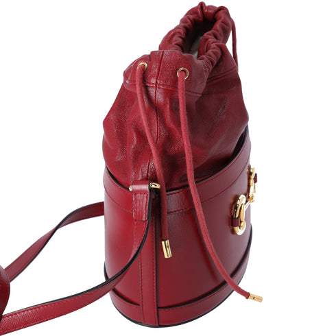 GUCCI Horsebit 1955 Bucket Bag Shoulder Bag 602118 Bordeaux Leather