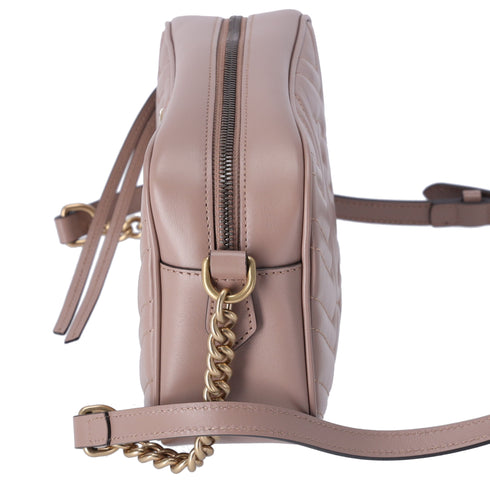 GUCCI GG Marmont Shoulder Bag 447632 Pink Beige Leather