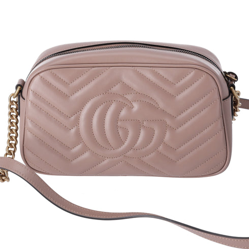 GUCCI GG Marmont Shoulder Bag 447632 Pink Beige Leather