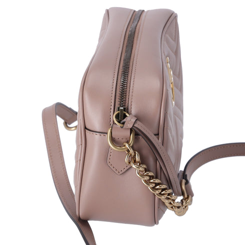 GUCCI GG Marmont Shoulder Bag 447632 Pink Beige Leather
