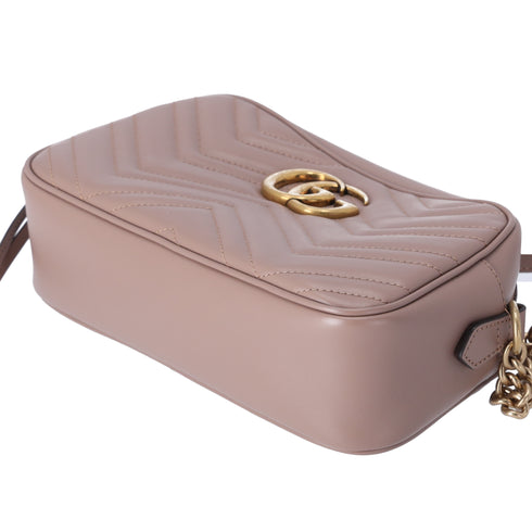 GUCCI GG Marmont Shoulder Bag 447632 Pink Beige Leather