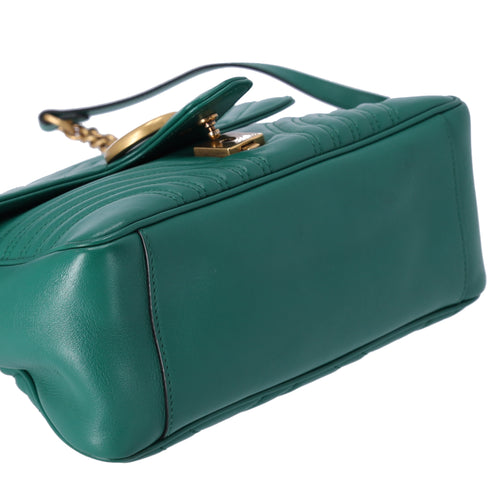 GUCCI GG Marmont Small Top Handle Bag Handbag 498110 Green Leather